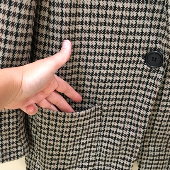 Max studio knit single breasted blazer houndstooth brown size XL new - Picture 2 of 8